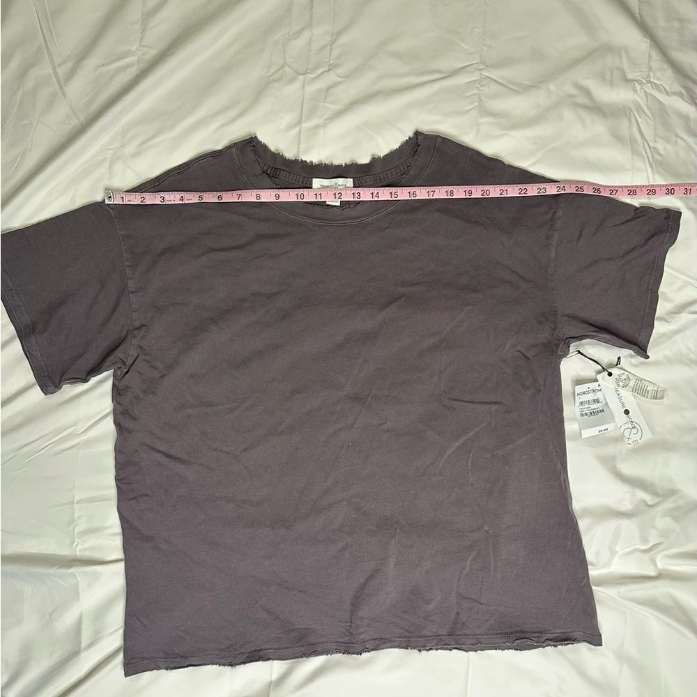 Treasure & Bond Distressed Raw Hem Tee Grey Relaxed Fit Minimalist T-Shirt Large - Picture 7 of 11